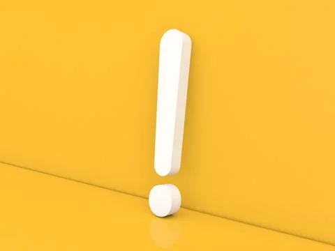 Exclamation mark on a yellow background. 3d render illustration. Stock Illustration