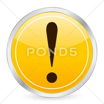 Exclamation mark yellow circle icon Stock Illustration