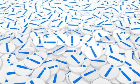 Exclamation marks are randomly scattered throughout the frame. Stock Illustration