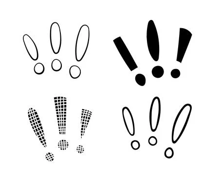 Exclamation marks in several styles. Handwritten design. Illustrazione stock