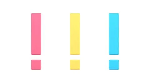 Exclamation point 3d icon alert attention sign important information mark set Illustrazione stock