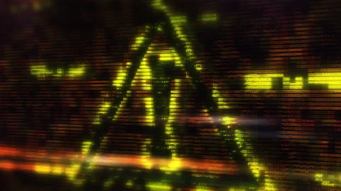 Exclamation point alert warning sign on digital display showing computer code Stock Footage 311214353