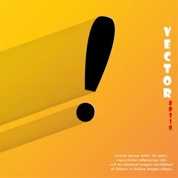 The exclamation point. Flat modern web button with long shadow and space for  Stock Illustration