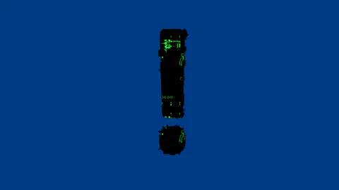 Exclamation point - high tech cyberpunk black and green alphabet on blue Stock Illustration