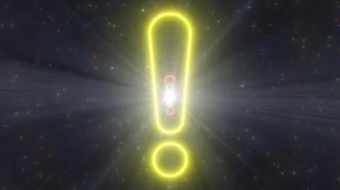 Exclamation Point Mark Shape Outline Glow Neon Lights Tunnel Portal Stock Illustration