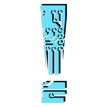 Exclamation point perforated with PCB circuit board tracks isolated on white. Stock Illustration