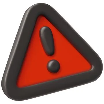 Exclamation point road sign 3D vector icon, danger hazard attention, warning red Stock Illustration
