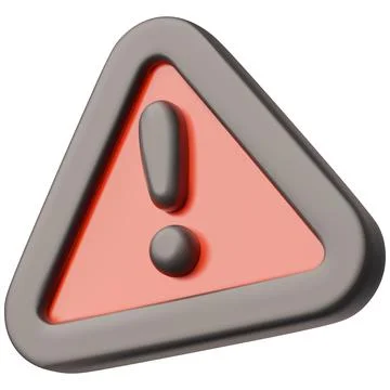 Exclamation point road warning sign 3D vector icon, danger hazard attention, red Stockillustratie