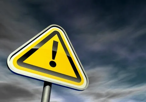 Exclamation point sign against the night sky Stock Illustration