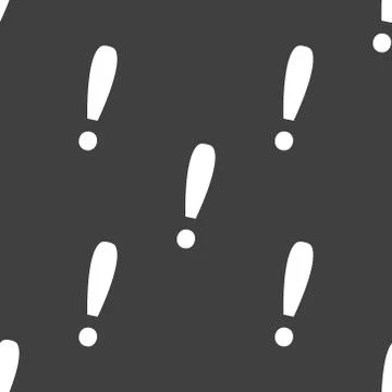 The exclamation point web icon. flat design. Seamless gray pattern. Illustrazione stock