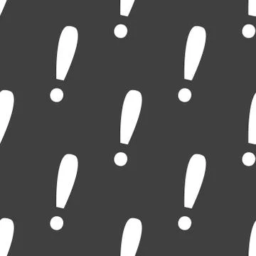 The exclamation point web icon. flat design. Seamless gray pattern. Illustrazione stock