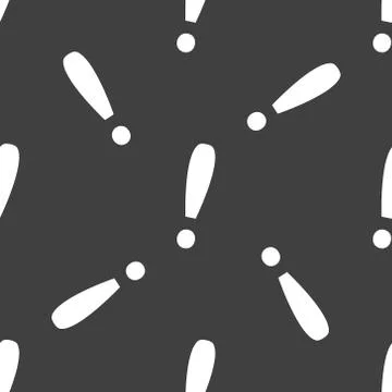 The exclamation point web icon. flat design. Seamless gray pattern. Illustrazione stock