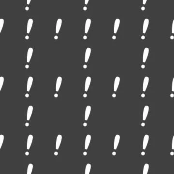 The exclamation point web icon. flat design. Seamless gray pattern. Illustrazione stock