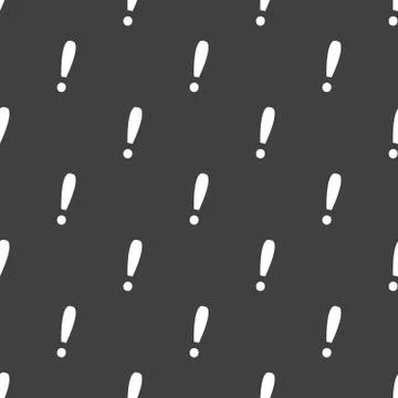 The exclamation point web icon. flat design. Seamless gray pattern. Illustrazione stock