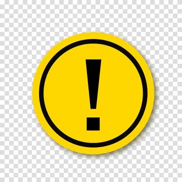 Exclamation point in yellow circle with shadow. Symbol of caution. Danger war Stock Illustration