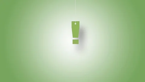 Exclamation Point in Yellow Hanged with String On Green in 4K Resolution Stock Footage 125930003