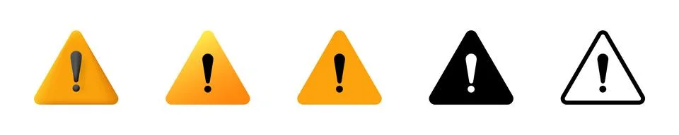 Exclamation point in yellow triangle. Warning and web caution. Stock Illustration