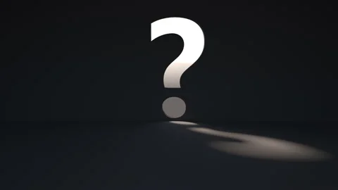 Exclamation sign breaks question mark. 3D render animation A game of shadows. A  Stock Footage 162307782