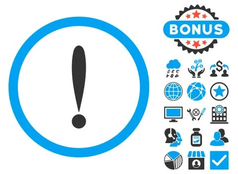 Exclamation Sign Flat Vector Icon with Bonus Stock Illustration