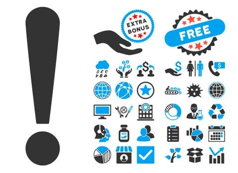 Exclamation Sign Flat Vector Icon With Bonus Stock Illustration