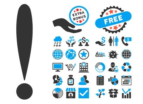 Exclamation Sign Flat Vector Icon With Bonus Stock Illustration