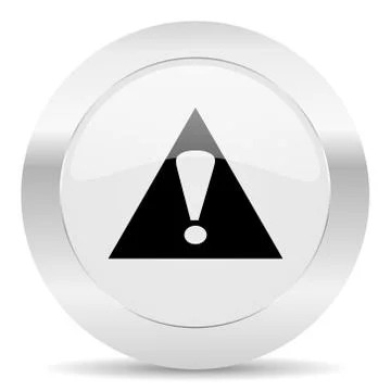 Exclamation sign silver glossy web icon Stock Illustration
