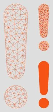 Exclamation Sign Vector Mesh Network Model and Triangle Mosaic Icon Stock Illustration