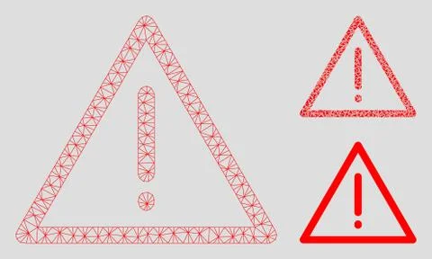 Exclamation Vector Mesh Wire Frame Model and Triangle Mosaic Icon Stock Illustration