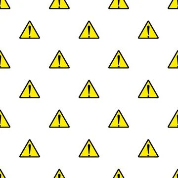 Exclamation warning sign seamless pattern background. Stock Illustration