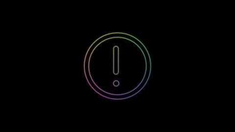 Exclamatory mark icon animation , glowing neon sign on red color Stock Footage 304023457