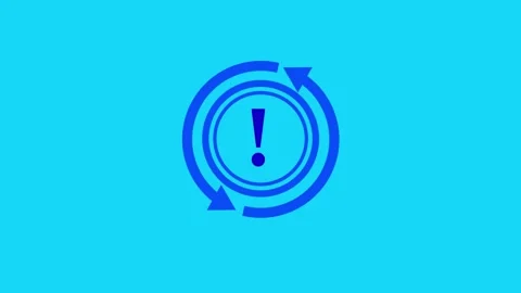 Exclamatory sign icon, on circle pointer animation background Stock Footage 258217824