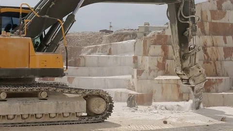 Exclavator Digging Marbles at Marble Mining area Stock Footage 71983305