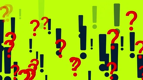 Excllamation points and question marks particles on lime green  Stock Footage 318835144