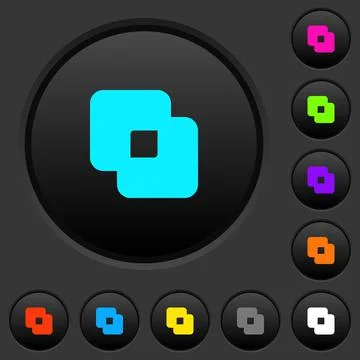 Exclude shapes dark push buttons with color icons Stock Illustration