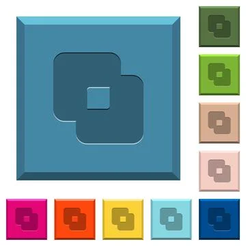 Exclude shapes engraved icons on edged square buttons 库存插图