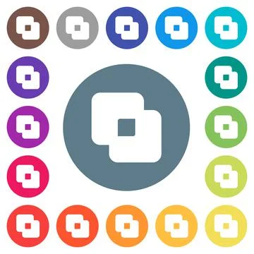 Exclude shapes flat white icons on round color backgrounds Illustrazione stock