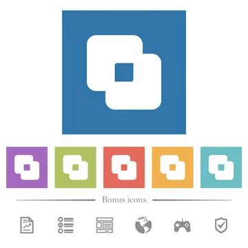 Exclude shapes flat white icons in square backgrounds Illustrazione stock