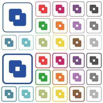 Exclude shapes outlined flat color icons Illustrazione stock