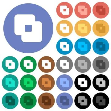 Exclude shapes round flat multi colored icons Stock Illustration