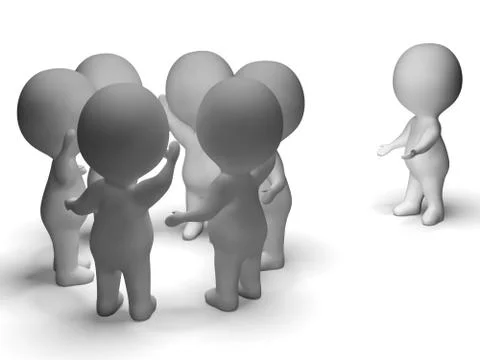 Excluded from group 3d character shows bullying Stock Illustration