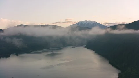 Exclusive 8K version.  Aerial view of Cascade Mountain Range in Washington Stock Footage
