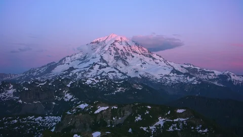 Exclusive 8K version.  Aerial view of Mt. Rainer in Washington State.  Shot on Stock Footage 130429051