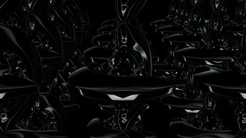 Exclusive Background with Rotating Black Figures, Reflection, 3D Render Stock Footage 270234503