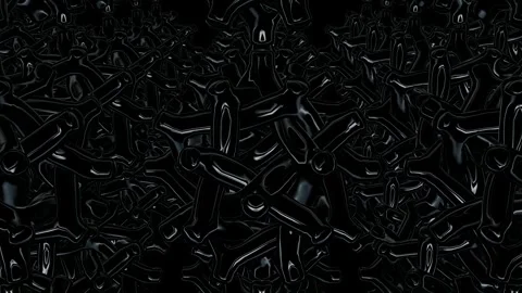Exclusive Background with Rotating Black Figures, 3D Render, Reflection Stock Footage 270234596