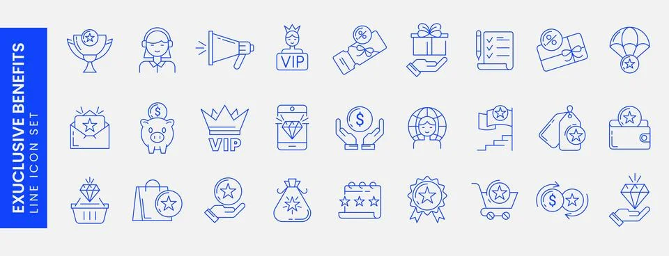 Exclusive benefit or loyalty program icons with stars, vip customer symbol, gift Stock Illustration
