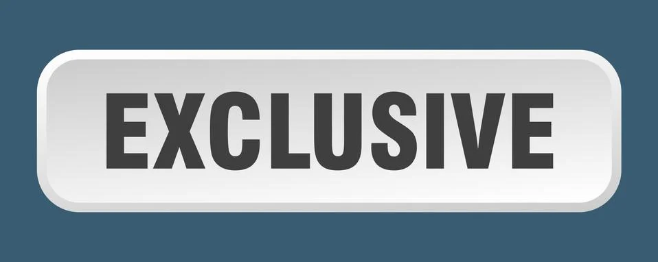 Exclusive button. exclusive square 3d push button 스톡 일러스트