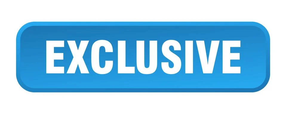 Exclusive button. exclusive square 3d push button Illustrazione stock