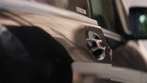 Exclusive driver opens the van door Stock Footage 276259263
