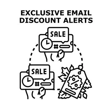 Exclusive email discount alerts concept vector Stock Illustration