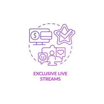 Exclusive live stream purple gradient concept icon Stock Illustration